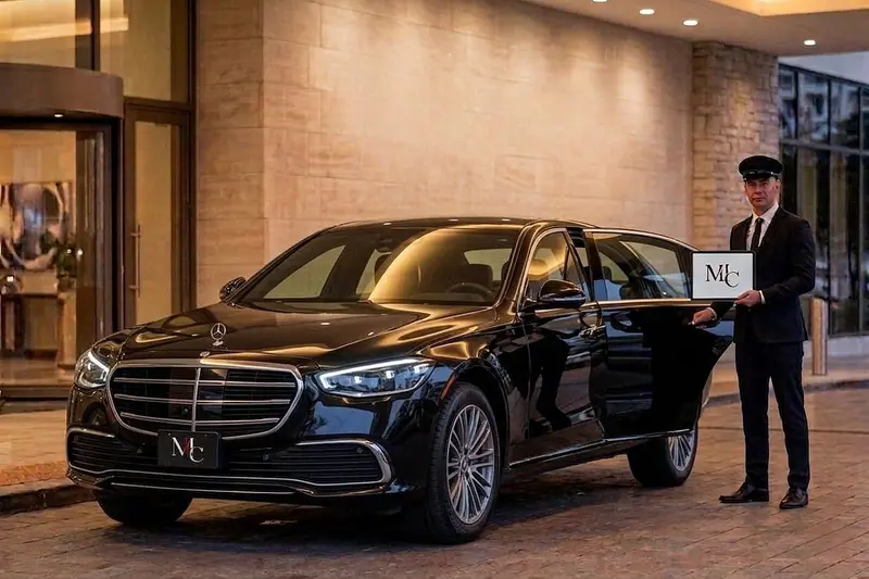 Mercedes-Benz S-Class chauffeured sedan in Miami with a uniformed chauffeur