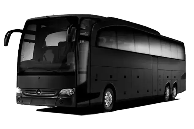 Black full-size motor coach charter bus for large groups in Miami
