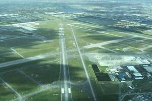 Aerial view of a runway at Miami-Opa Locka Executive Airport (OPF)